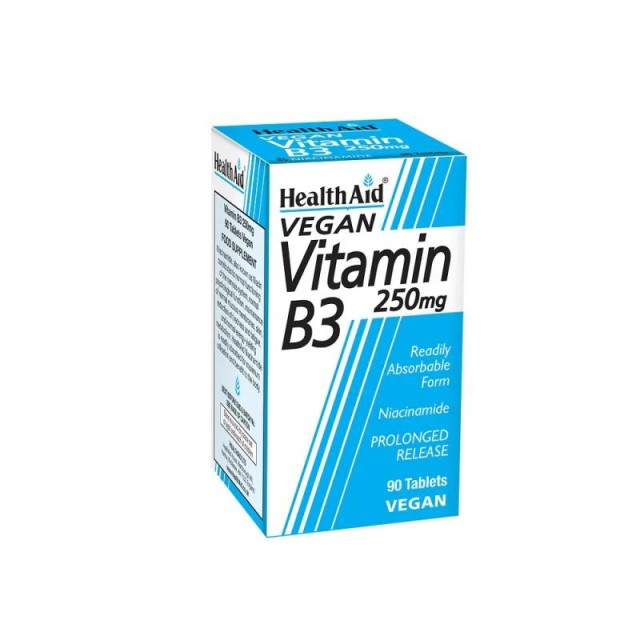 Health Aid Vitamin B3 (Niacin) 250mg Συμπλήρωμα με Βιταμίνη Β3 για το Νευρικό Σύστημα 90 Ταμπλέτες