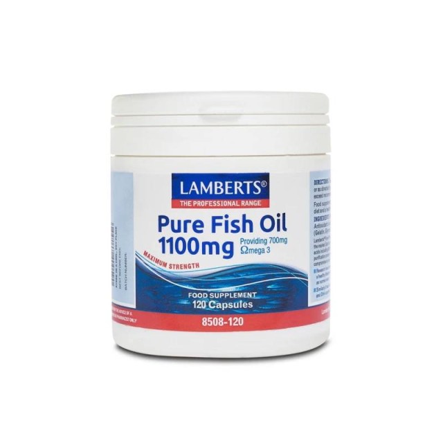 Lamberts Pure Fish Oil 1100mg Συμπλήρωμα Ιχθυελαίων για Καρδιά, Αρθρώσεις, Δέρμα & Εγκέφαλο 120 κάψουλες