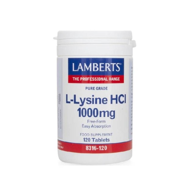 Lamberts L-Lysine HCI 1000mg Λυσίνη για τη Σύνθεση Κολλαγόνου 120 Ταμπλέτες