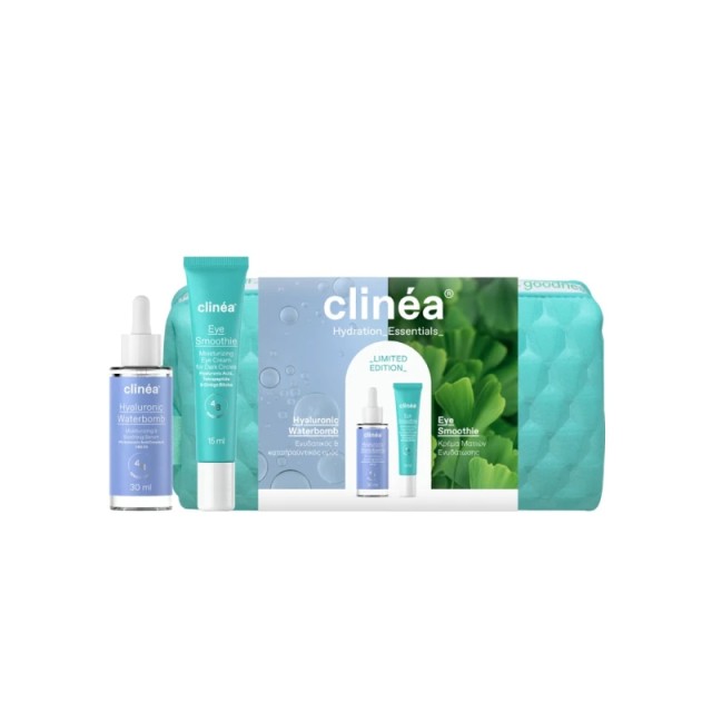 Clinéa Limited Edition Gift Set Hydration Essentials με Νεσεσέρ & Serum Hyaluronic Waterbomb 30ml & Κρέμα Ματιών Eye Smoothie 15ml