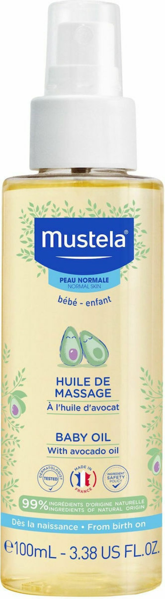 Mustela Baby Oil Λάδι για Μασάζ με Έλαιο Αβοκάντο 100ml
