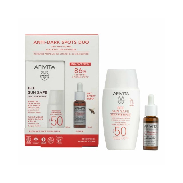 Apivita Promo Pack Bee Sun Safe Daily Age Repair Λεπτόρρευστη Κρέμα Προσώπου SPF50 50ml + ΔΩΡΟ C15 Propolis Correct Serum 10ml