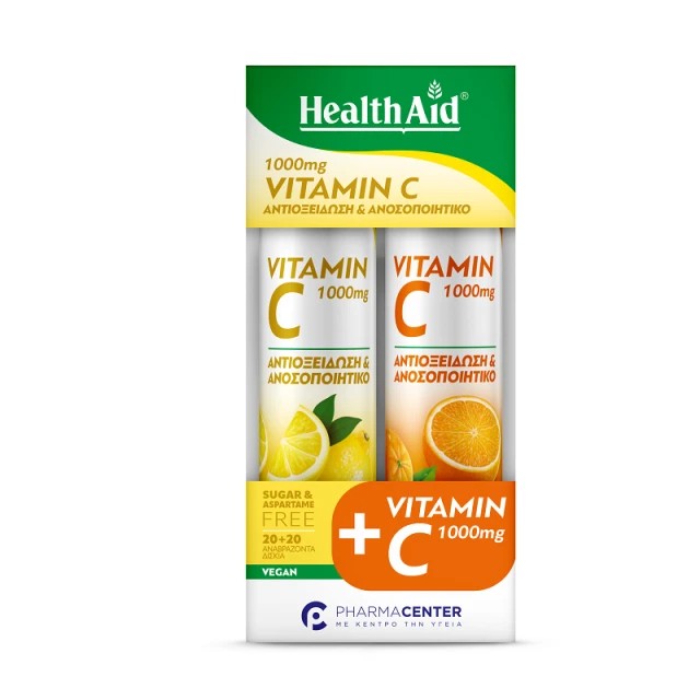 Health Aid Vitamin C 1000mg Λεμόνι - 20 αναβρ. δισκία + ΔΩΡΟ Vitamin C 1000mg Πορτοκάλι - 20 αναβρ. δισκία