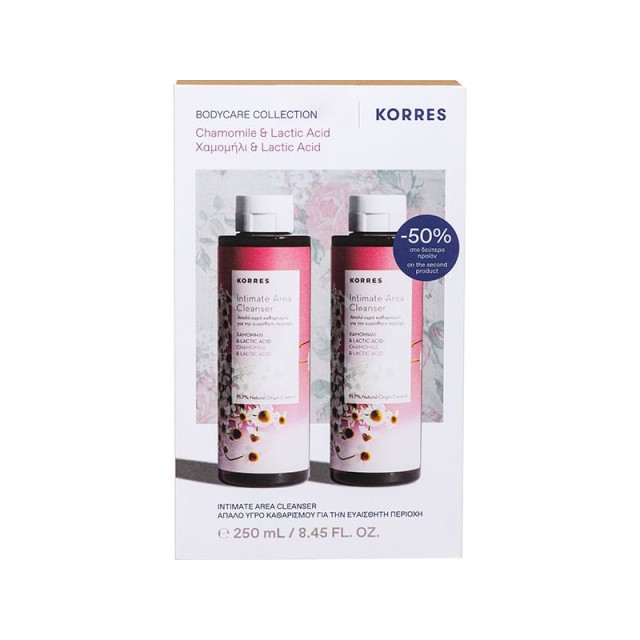 Korres Promo Intimate Area Cleanser Chamomile & Lactic Acid Καθαριστικό για την Ευαίσθητη Περιχοή, 2x250ml (-50% στο 2ο Προϊόν)