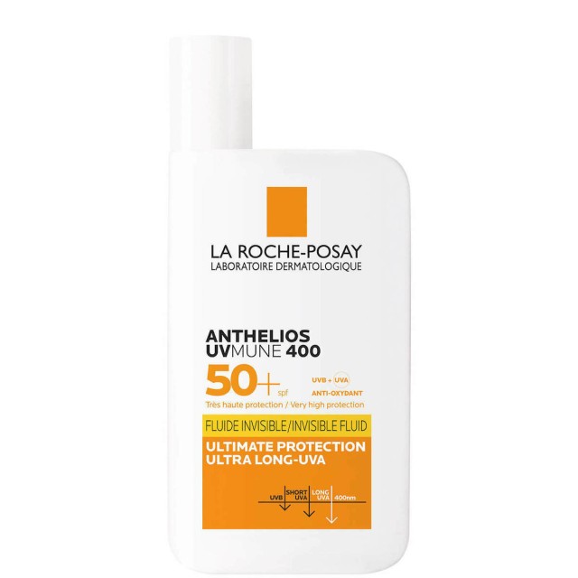 La Roche Posay Anthelios UVmune 400 SPF50+ Fluide Invisible - Λεπτόρρευστη Αντηλιακή Κρέμα Προσώπου Χωρίς Άρωμα, 50ml