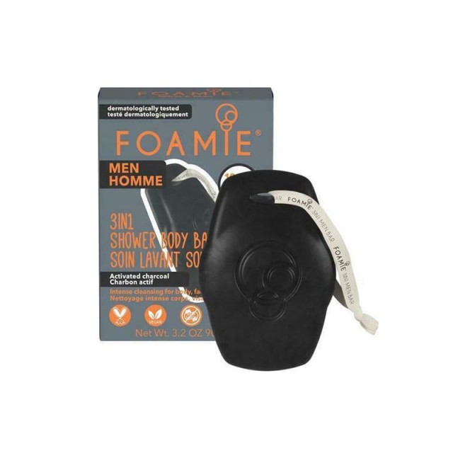 Foamie All In One Bar For Men - What A Man Activated Charcoal Μπάρα Καθαρισμού για Σώμα, Μαλλιά & Πρόσωπο, 90gr