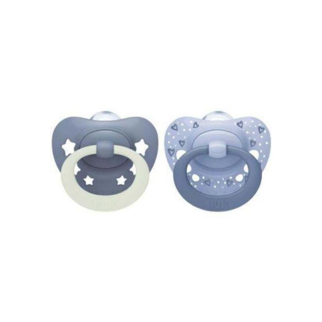 Nuk First Choice Classic Day & Night Πιπίλες Σιλικόνης 18-36m Μπλε- Γκρι 2τμχ