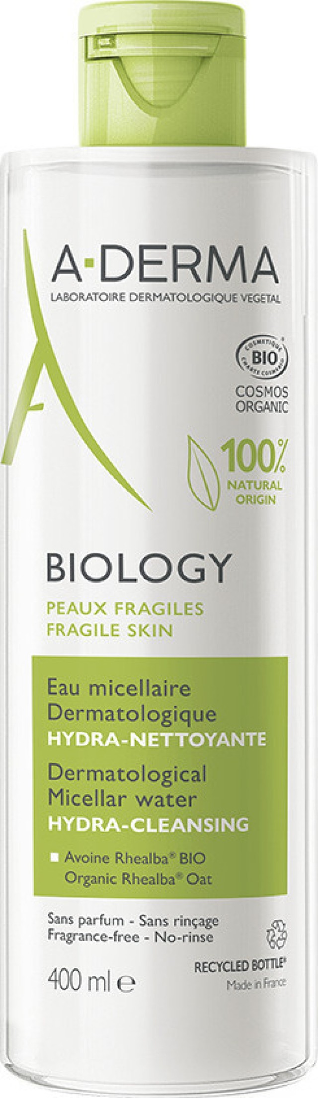 A-Derma Biology Dermatological Micellar Water Hydra-Cleansing Νερό Ντεμακιγιάζ για το Εύθραυστο Δέρμα 400ml