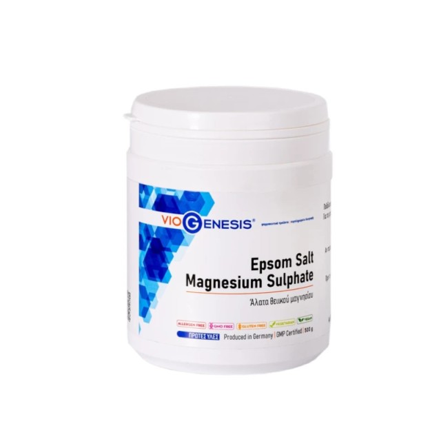 Viogenesis Epsom Salt Magnesium Sulphate Άλατα Epsom και Θειϊκό Μαγνήσιο 500 gr
