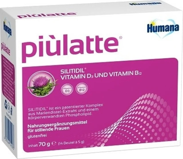 Humana Piulatte Συπλήρωμα Διατροφής με βιταμίνη D3 για θυλάζουσες γυναίκες 14φακελακια x 5gr