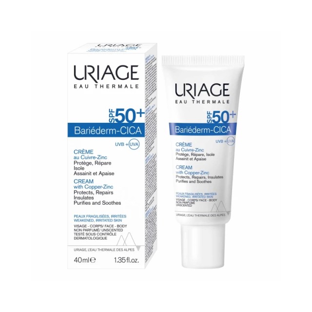 Uriage Bariederm Cica Cream SPF50+ με CU-ZN 40ml