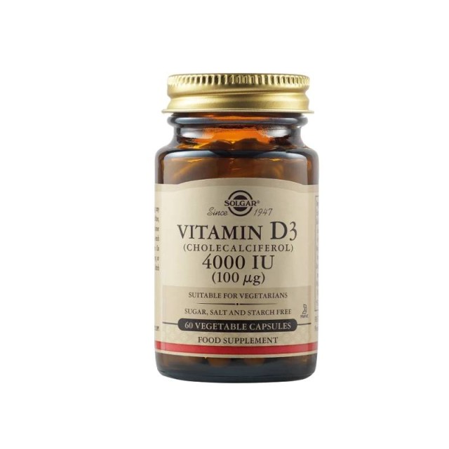 Solgar Vitamin D3 (Cholecalciferol) 4000 IU 60 φυτοκάψουλες