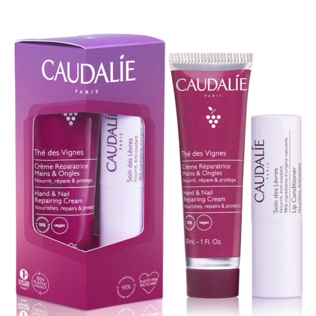 Caudalie Promo The des Vignes Hand and Nail Cream 30ml & Lip Conditioner 4.5g
