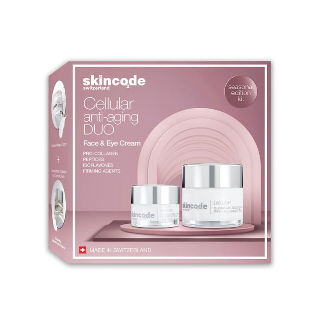 Skincode Cellural Anti-aging Duo Cellular Anti-Aging Cream 24ωρη Αντιγηραντική Κρέμα, 50ml & Exclusive Cellular Wrinkle Prohibiting Αντιρυτιδική Κρέμα Ματιών, 15ml, 1σετ