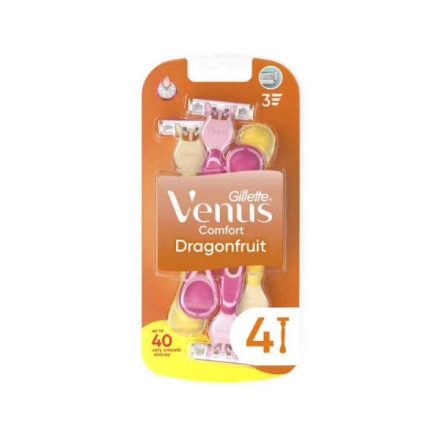 Gillette Venus Comfort Dragonfruit Ξυριστικές Μηχανές Μίας Χρήσης 4τεμ