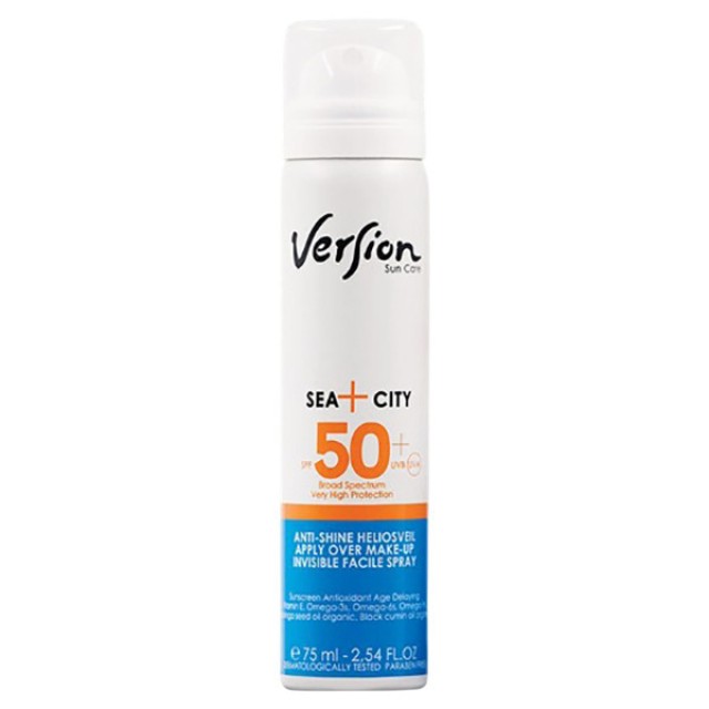 Version Sea + City Invisible Facile SPF50+ Αντηλιακό Spray Προσώπου Αντιοξειδωτικής Δράσης 75ml