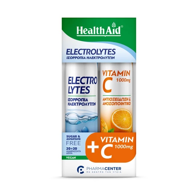 Health Aid Promo Pack Electrolytes 20 αναβρ. δισκία & Vitamin C 1000mg Γεύση Πορτοκάλι 20 αναβρ. δισκία