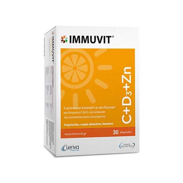 Leriva Pharma Immuvit C+D3+Zn Πολυβιταμίνη για Ενίσχυση του Ανοσοποιητικού & την Υγεία των Οστών 30caps