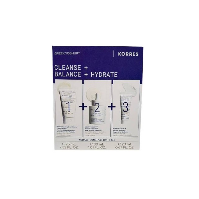 Korres Promo Greek Yoghurt Probiotic Foaming Cream Cleanser 75ml & Smart Yoghurt Super Serum με Προβιοτικά 30ml & Smart Yoghurt Κρέμα-Gel με Προβιοτικά για Κανονικές & Μικτές Επιδερμίδες 20ml