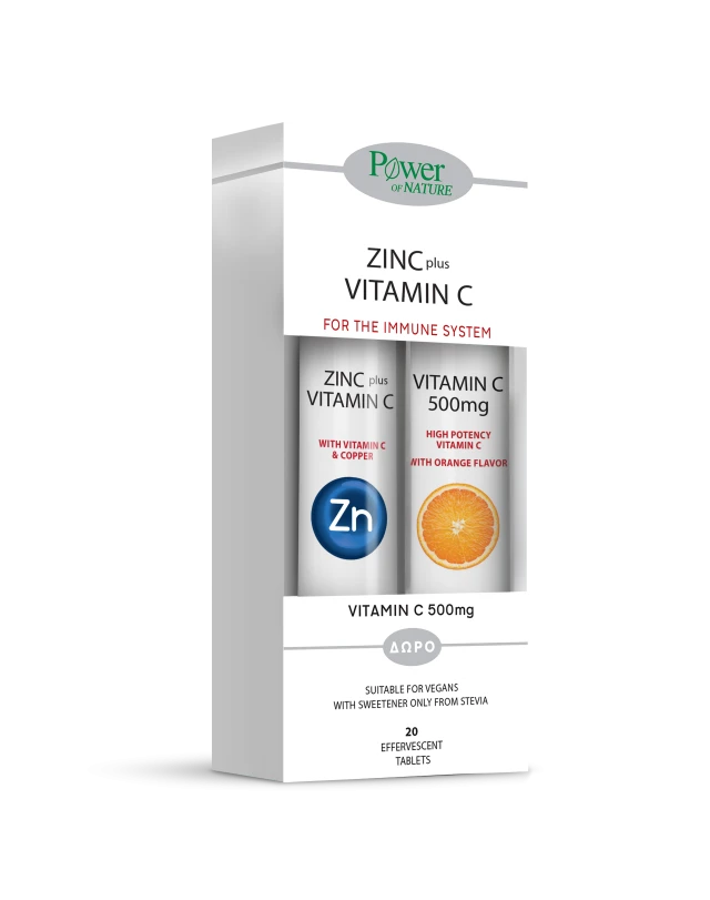 Power Health Zinc & Vitamin C Stevia 20 αναβράζοντα δισκία & Vitamin C 500mg 20 αναβράζοντα δισκία Λεμόνι