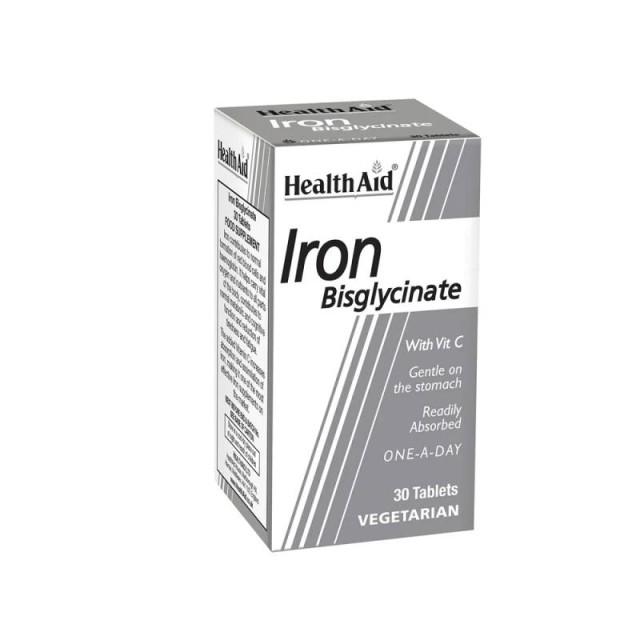 Health Aid Iron Bisglycinate 30mg with Vitamin C Συμπλήρωμα με Σίδηρο & Βιταμίνη C 30 ταμπλέτες