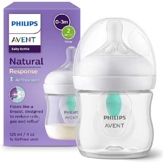 Philips Avent Natural Response Πλαστικό Μπιμπερό 0-3m Ροής 2 με Αεραγωγό Airfree, 125ml