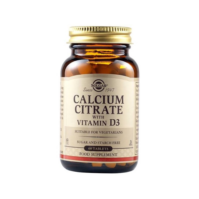 Solgar Calcium Citrate with Vitamin D3 250mg 60 ταμπλέτες