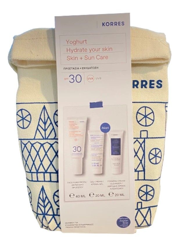 Korres PROMO Sunscreen Face Cream Gel SPF30 40ml - Nourishing Probiotic Ενυδατική Gel Cream με Προβιοτικά 20ml - Foaming Cream Cleanser Αφρώδης Κρέμα Καθαρισμού 20ml
