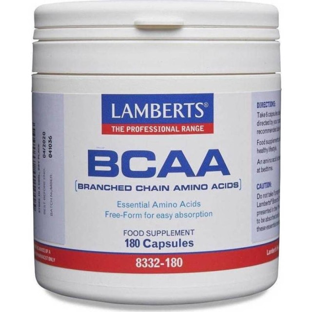 Lamberts BCAA Branch Chain Amino Acids Συνδυασμός Αμινοξέων 180 Κάψουλες