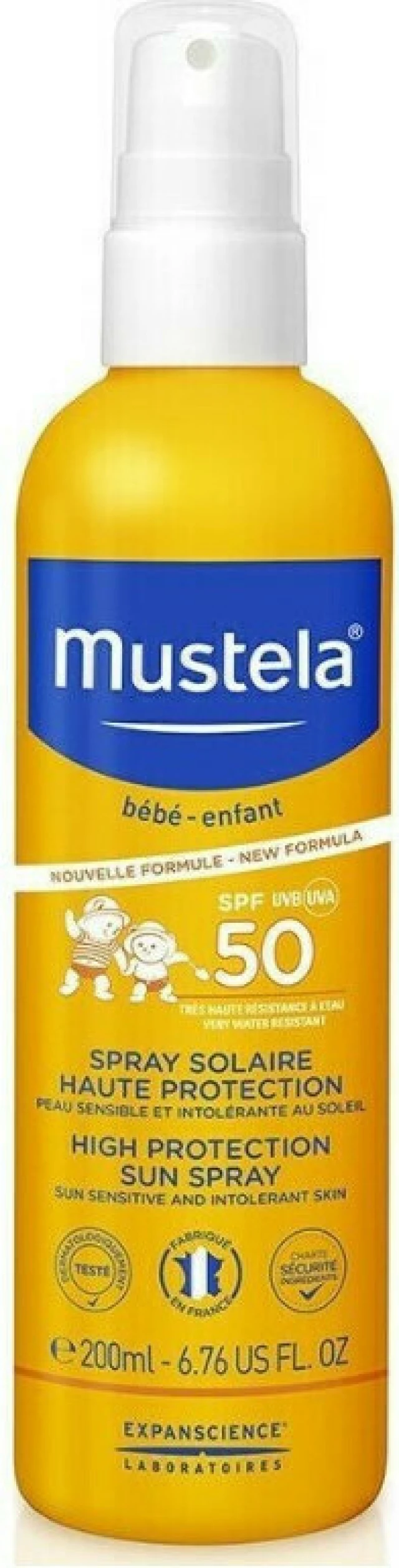 Mustela Αδιάβροχο Βρεφικό Αντηλιακό Spray για Πρόσωπο & Σώμα SPF50 200ml