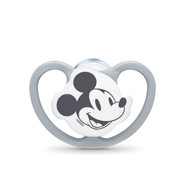 Nuk Πιπίλα Σιλικόνης Space Mickey Γκρι με Θήκη για 18-36 μηνών