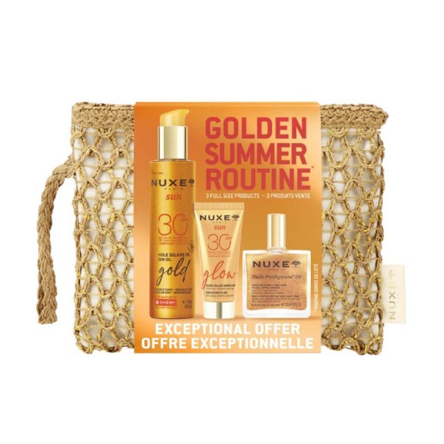 Nuxe Promo Golden Summer Routine Αντηλιακή Κρέμα Προσώπου SPF30 40ml & Sun Oil Gold Λάδι Μαυρίσματος Υψηλής Προστασίας SPF30 150ml & Huile Prodigieuse Or Ιριδίζον Λάδι 50ml