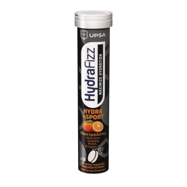 UPSA HydraFizz Hydra + Sport 16 Αναβράζοντα Δισκία Με Γεύση Πορτοκάλι