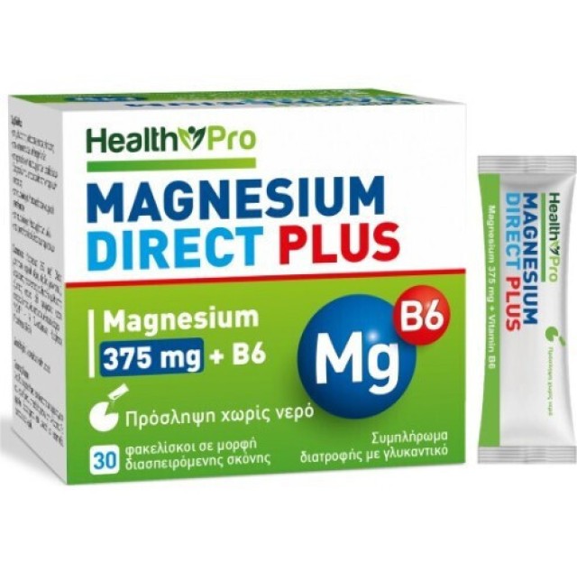 Health Pro Magnesium Direct Plus 375mg & B6 Direct για το Νευρικό Σύστημα & την Κόπωση 30 Φακελίσκοι