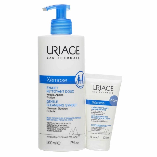 Uriage Set Xemose Gentle Cleasing Syndet 500ml & ΔΩΡΟ Xemose Lipid Replenishing cream 50ml