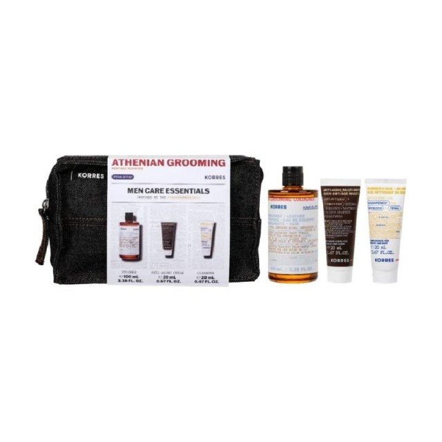Korres Promo Μen Care Athenian Grooming Bergamot & Leather Άρωμα, 100ml, Αντιγηραντική Κρέμα Προσώπου & Ματιών, 20ml, Gel Καθαρισμού για Πρόσωπο & Γένια, 20ml & Δώρο Νεσεσέρ