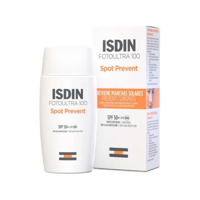 Isdin Foto Ultra 100 Spot Prevent Fusion Fluid SPF50+ Λεπτόρρευστη Αντηλιακή Κρέμα για Πρόληψη των Σκούρων Κηλίδων 50ml