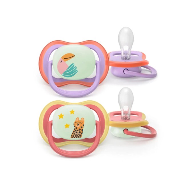 Philips Avent Ultra Air Nighttime Silicone Soother 18m+ SCF376/33, 2 Τεμάχια