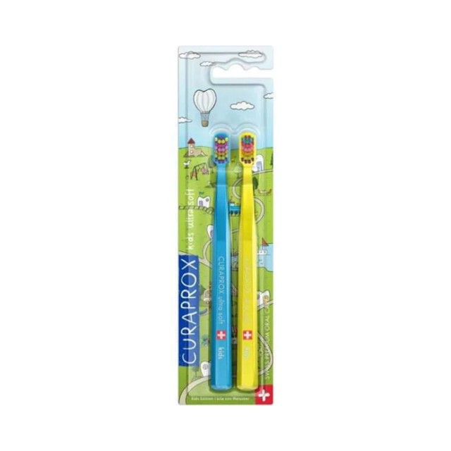 Curaprox Kids Ultra Soft Toothbrush Μαλακή Οδοντόβουρτσα για Παιδιά, 2τμχ