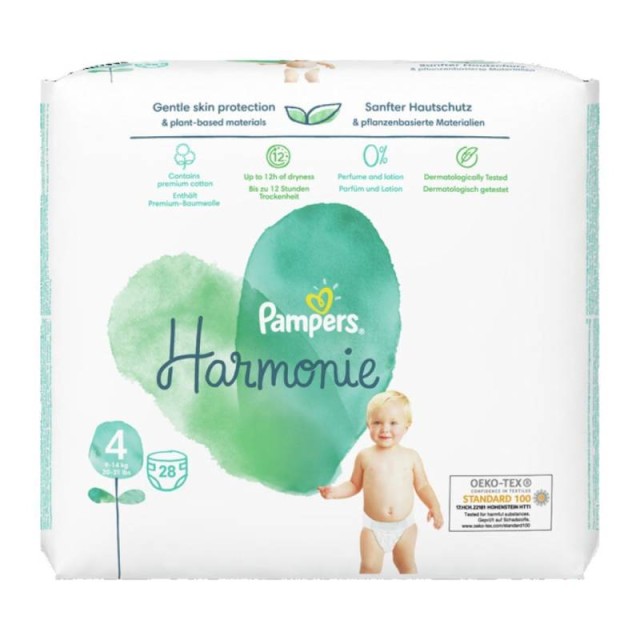 Pampers Harmonie No.4 (9-14kg) Πάνες, 28 τεμάχια
