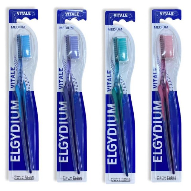 Elgydium Vitale Οδοντόβουρτσα με Αντιολισθητική Λαβή Medium, 1 Τεμάχιο