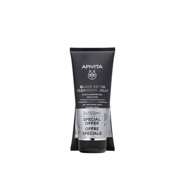 Apivita Promo Black Detox Gel Καθαρισμού Προσώπου & Ματιών 2x150ml