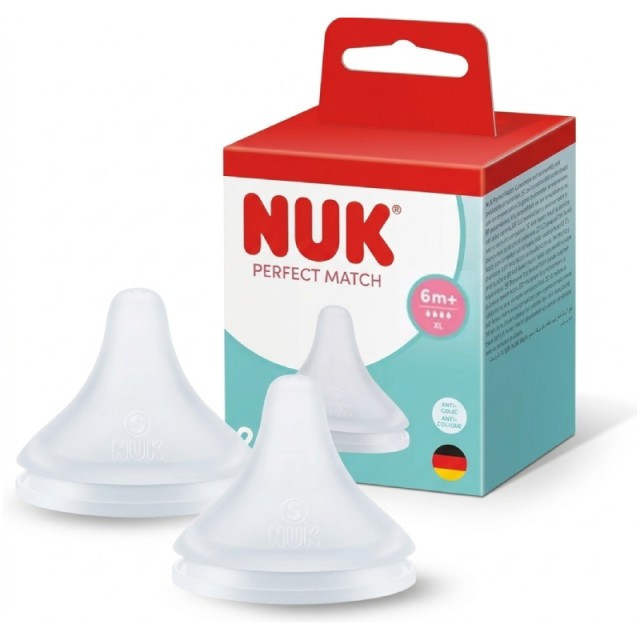 Nuk Perfect Match Θηλή Σιλικόνης Μέγεθος XL 6m+, 2τεμ
