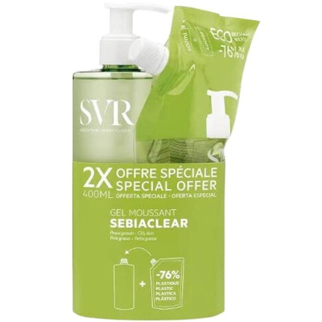 SVR Promo Sebiaclear Anti-Imperfections Gel Moussant Cleanser 400ml & Δώρο Refill 400ml