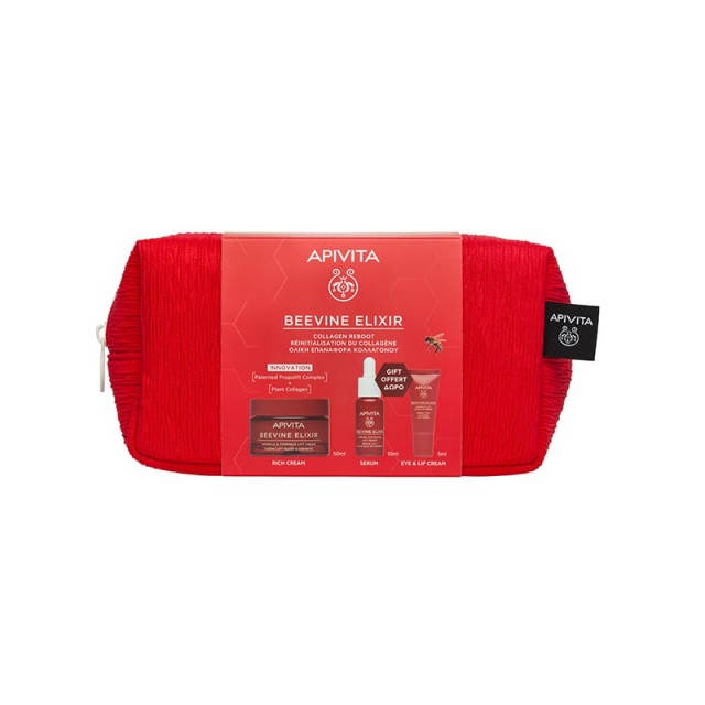 Apivita Beevine Elixir Promo: Wrinkle & Firmness Lift Cream Rich Texture 50ml & Firming Activating Lift Serum 10ml & Wrinkle Lift Eye & Lip Cream 5ml