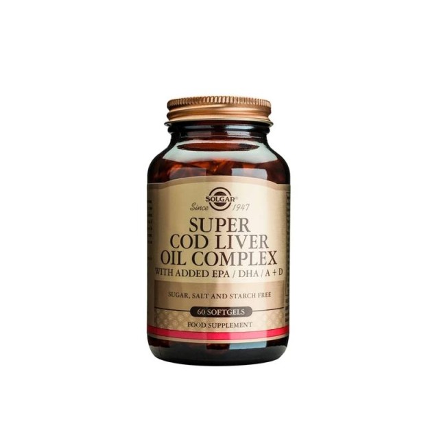 Solgar Super Cod Liver Oil Complex with Added EPA/DHA, A & D Μουρουνέλαιο 60 μαλακές κάψουλες
