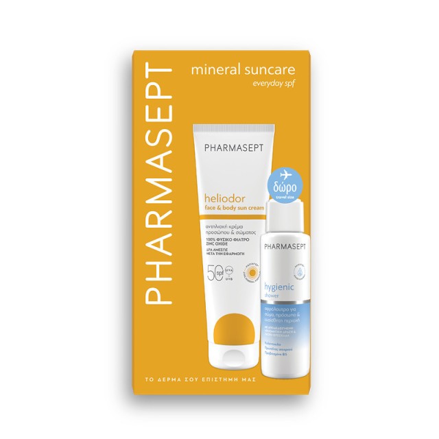 Pharmasept Promo Heliodor Face & Body Sun Cream Spf50, 150ml & Δώρο Travel Size Hygienic Shower 100ml