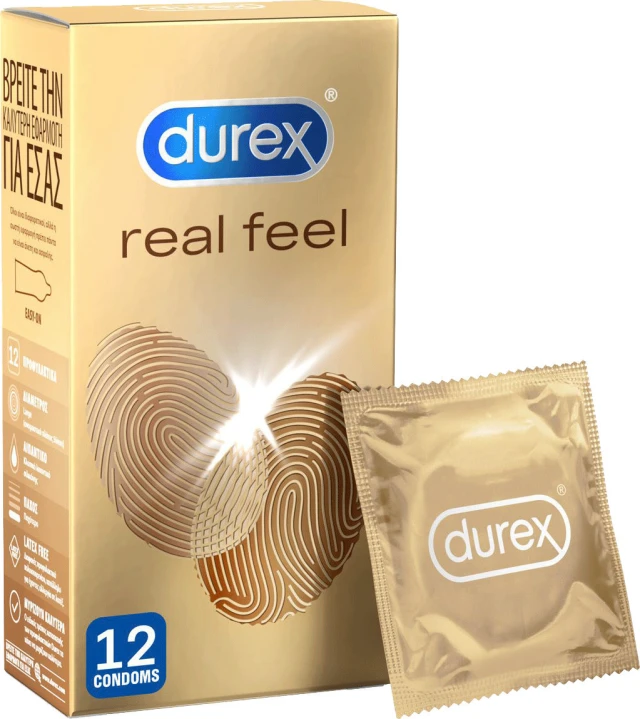 Durex Real Feel Προφυλακτικά από Προηγμένο Υλικό για πιο Φυσική Αίσθηση Κατά την Επαφή, 12τεμ