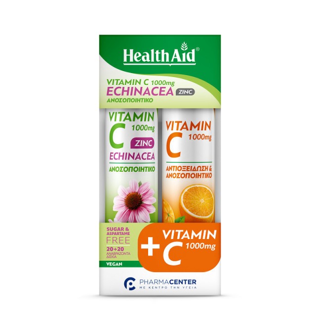 Health Aid Promo Pack Vitamin C 1000mg, Zinc, Echinacea 20 αναβρ. δισκία & Vitamin C 1000mg 20 αναβρ. δισκία