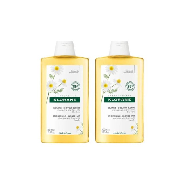 Klorane Promo Camomille Shampoo Σαμπουάν με Χαμομήλι για Ξανθά Μαλλιά 2x400ml (-50% στο Δεύτερο Προϊόν)